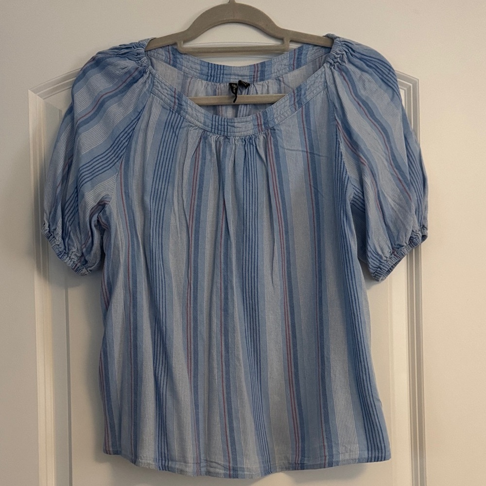 Versona Light Blue Striped Blouse